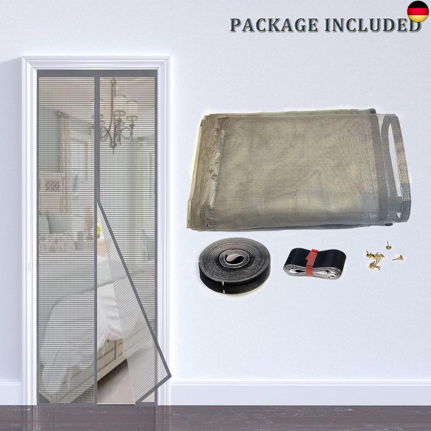Fliegengitter Balkontür Magnet 95x228cm | Insektenschutz Mit Klettband | Haustierfreundlich
