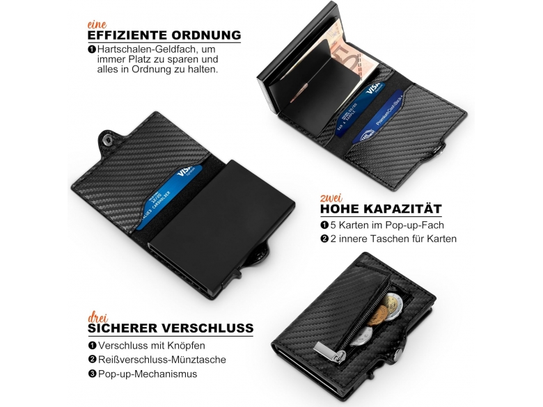 Pop-up RFID Kreditkartenhalter Geldbörse Kreditkartenhalter PU-Leder